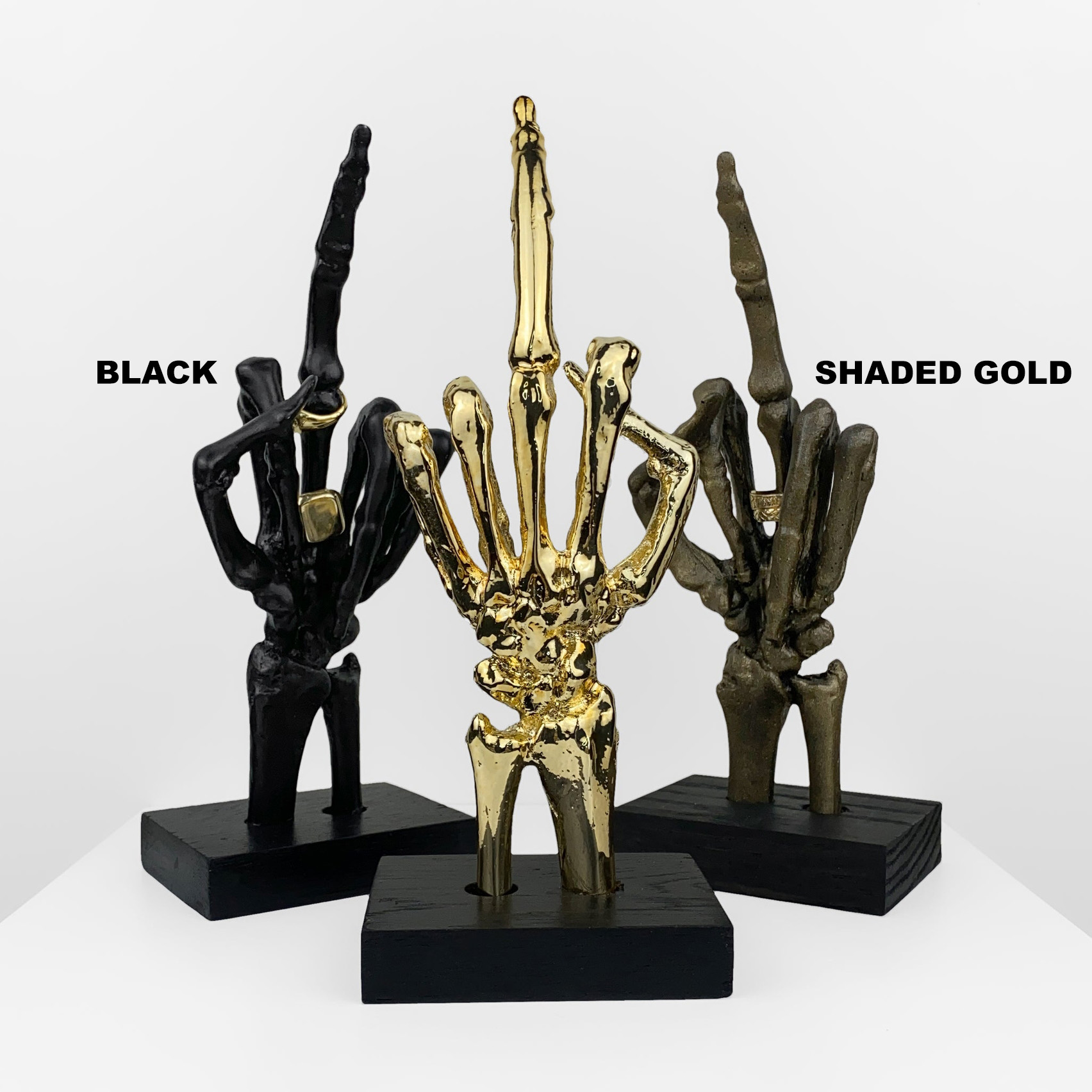 Skeleton Middle Finger Sculpture