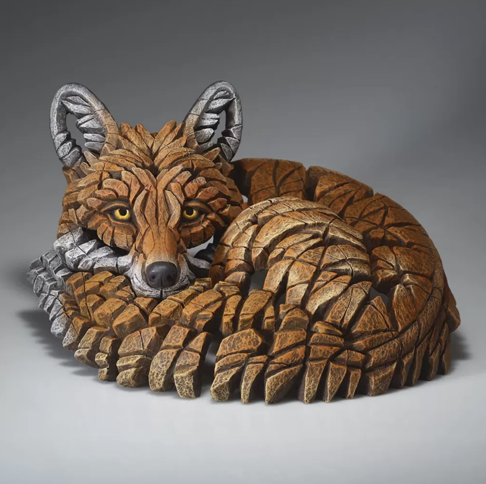 Edge Sculpture Curled Up Fox Red Bust