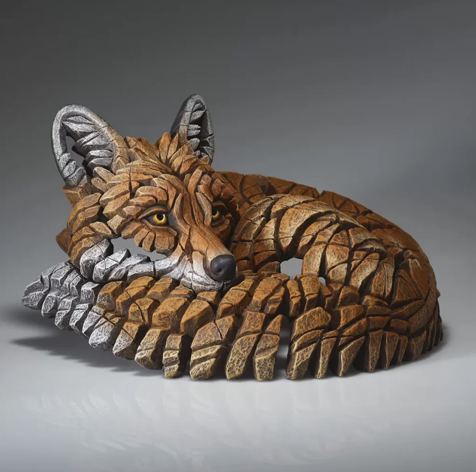 Edge Sculpture Curled Up Fox Red Bust