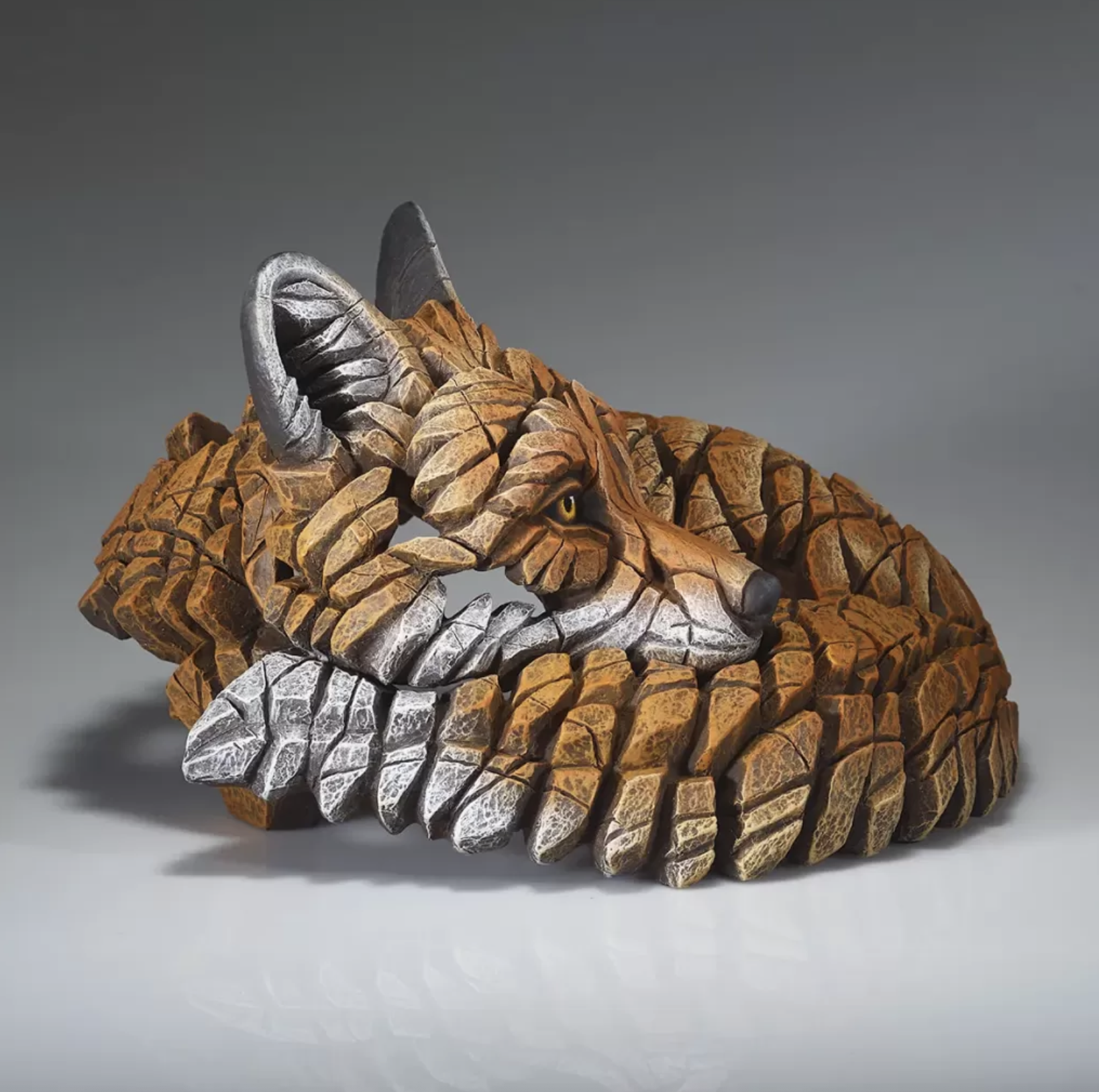 Edge Sculpture Curled Up Fox Red Bust