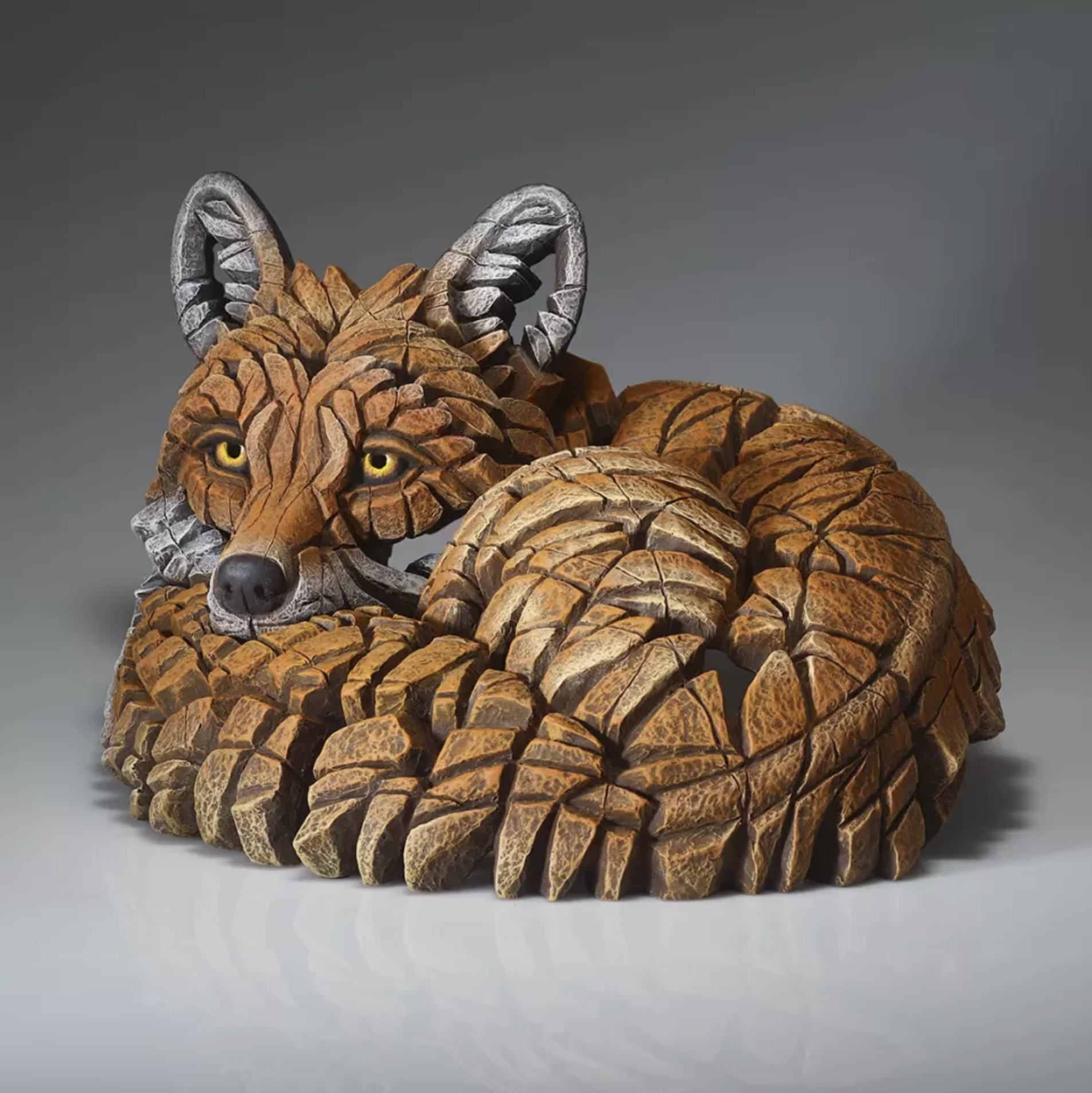 Edge Sculpture Curled Up Fox Red Bust