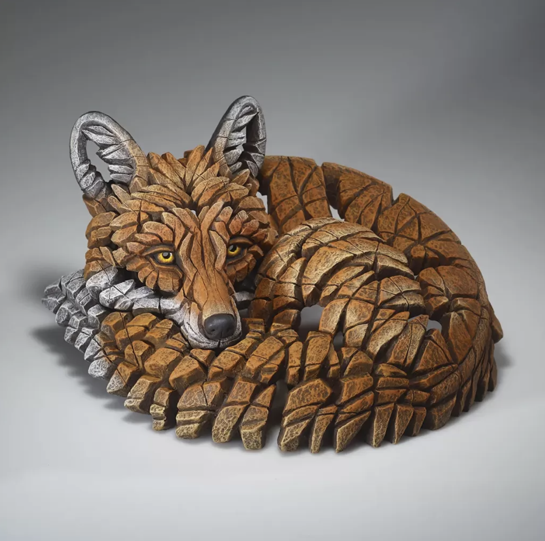 Edge Sculpture Curled Up Fox Red Bust
