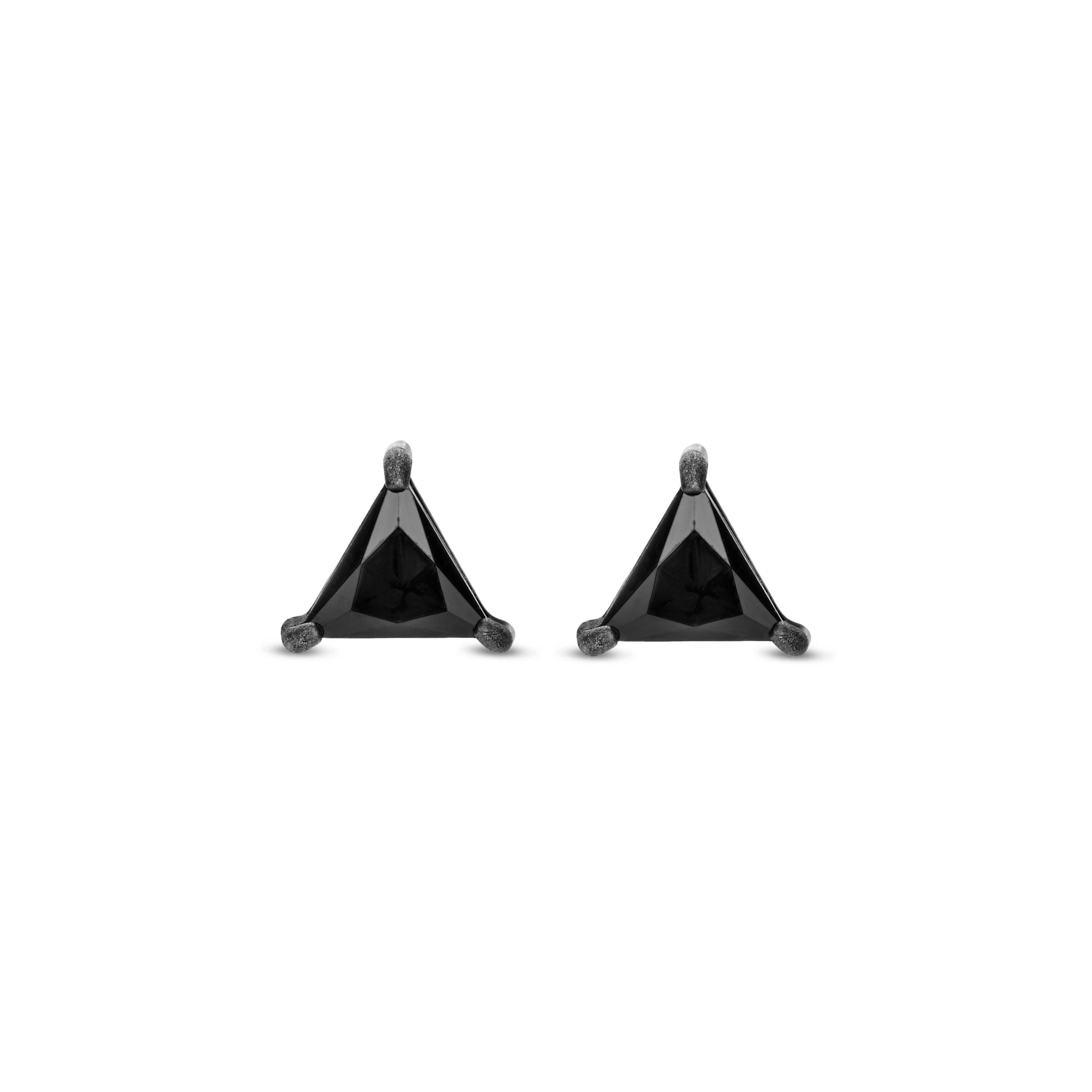 Frank 1967 Black Zirconia Triangle Ear Studs 7FE-0020