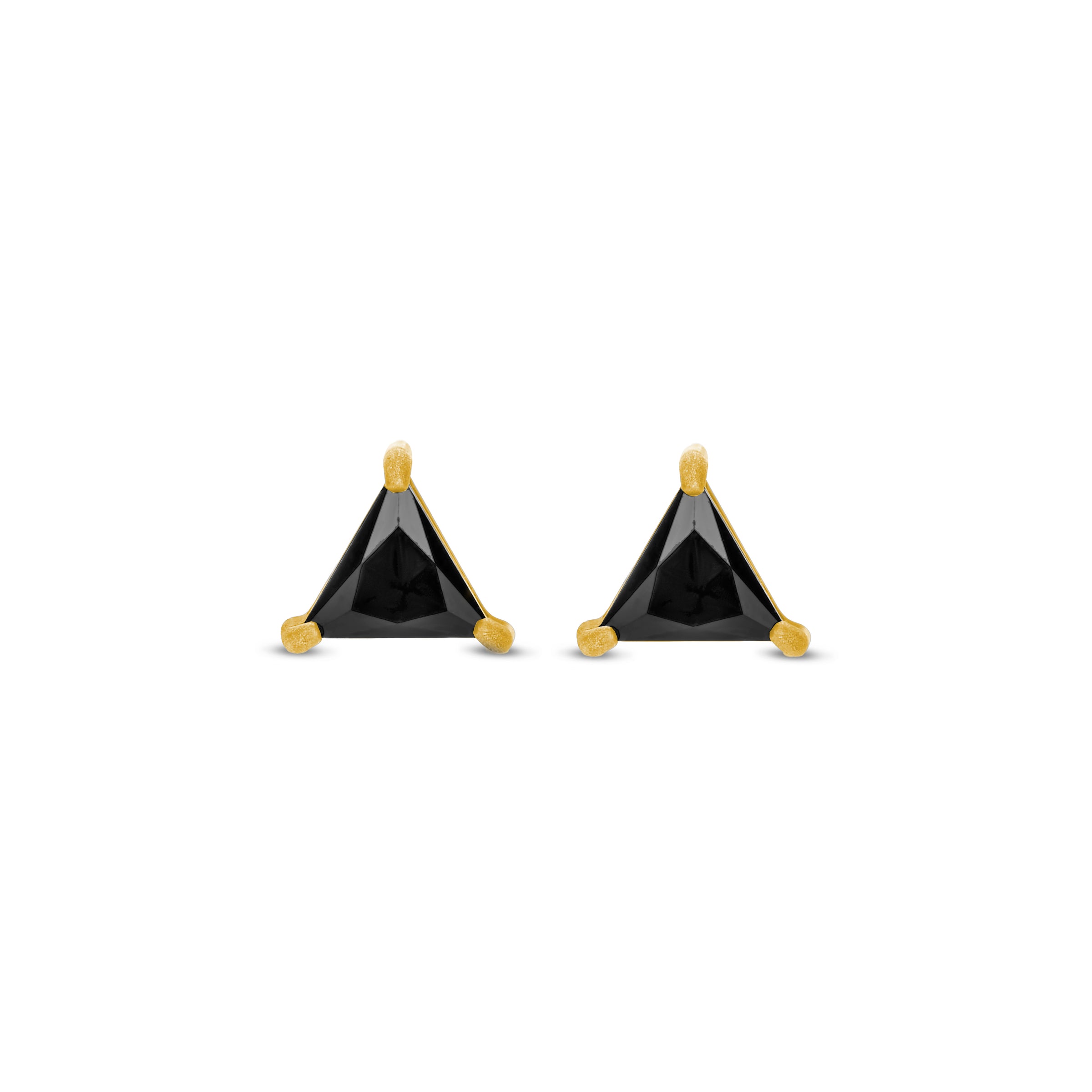 Frank 1967 Black Zirconia Triangle Ear Studs 7FE-0021