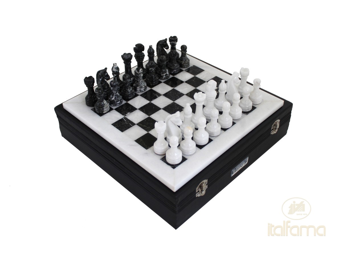 Marble Chess Set White/Black 30cm 1028