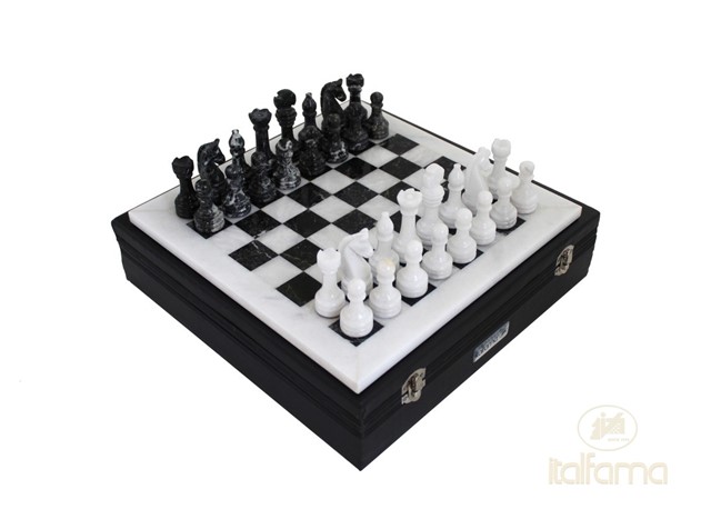 Marble Chess Set White/Black 30cm 1028