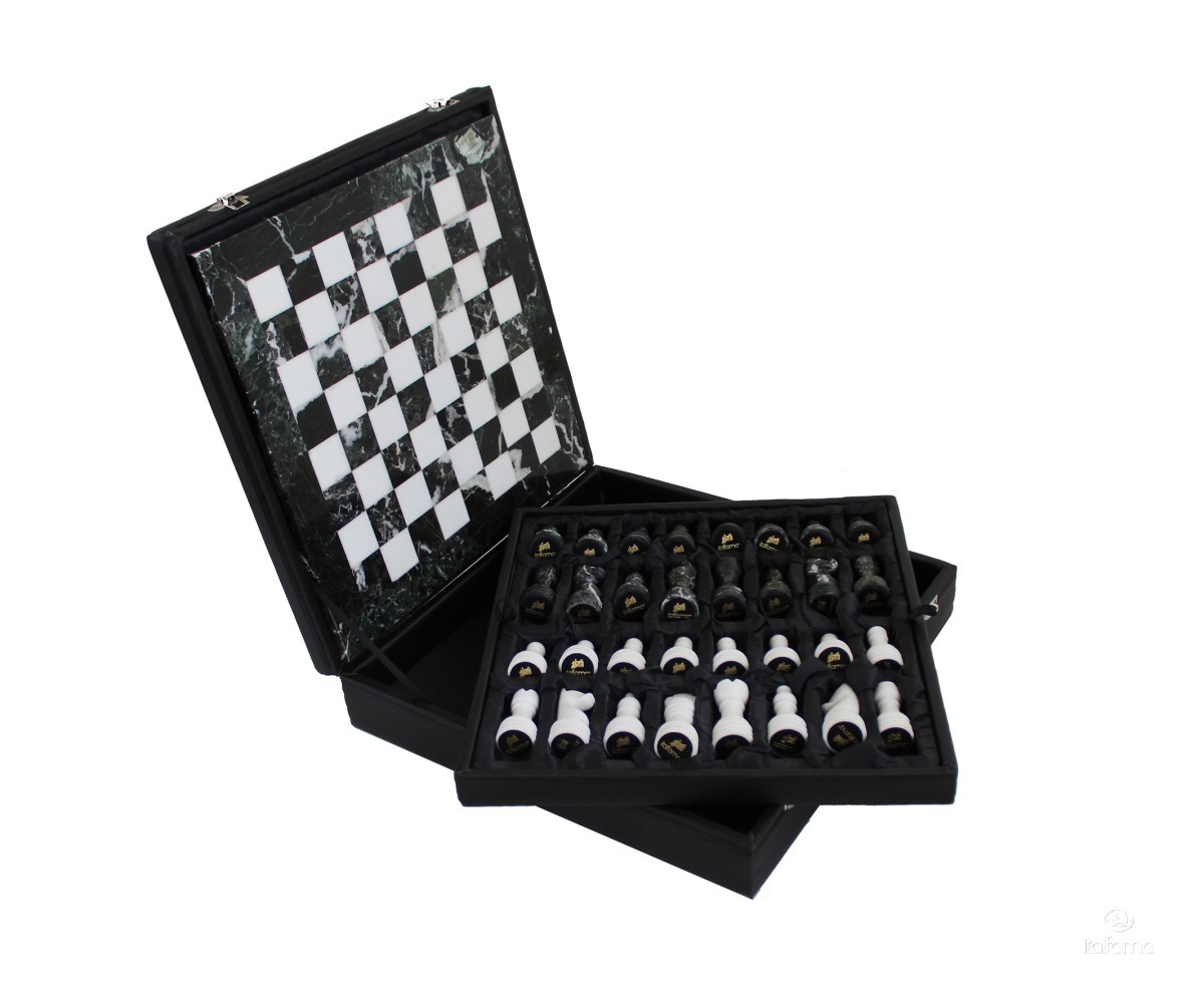 Marble Chess Set Black/White 30cm 1007