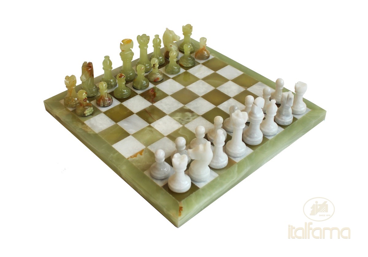 White Marble & Green Onyx Chess Set 23x23 cm 1070