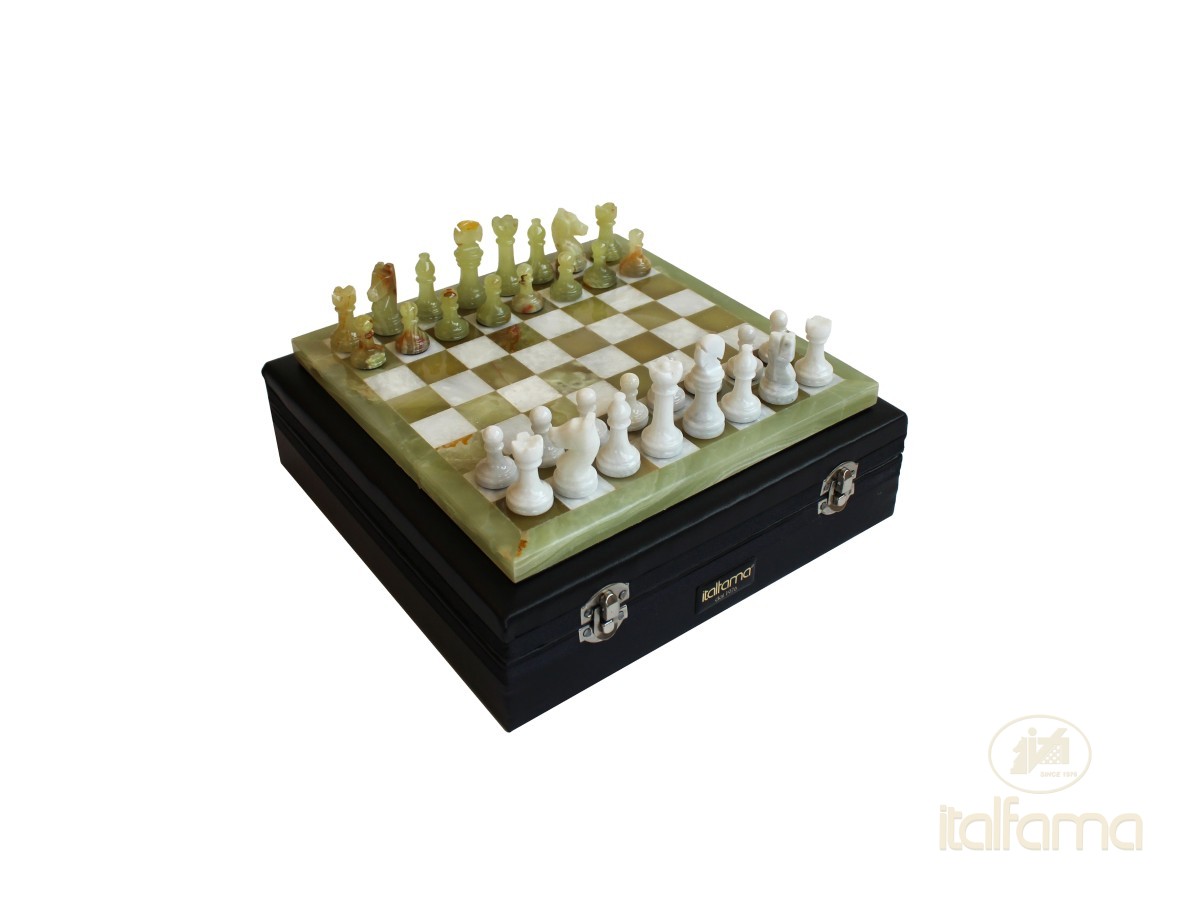 White Marble & Green Onyx Chess Set 23x23 cm 1070