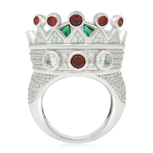 King Ice White Gold Plated Ice Crown Ring RGX10416