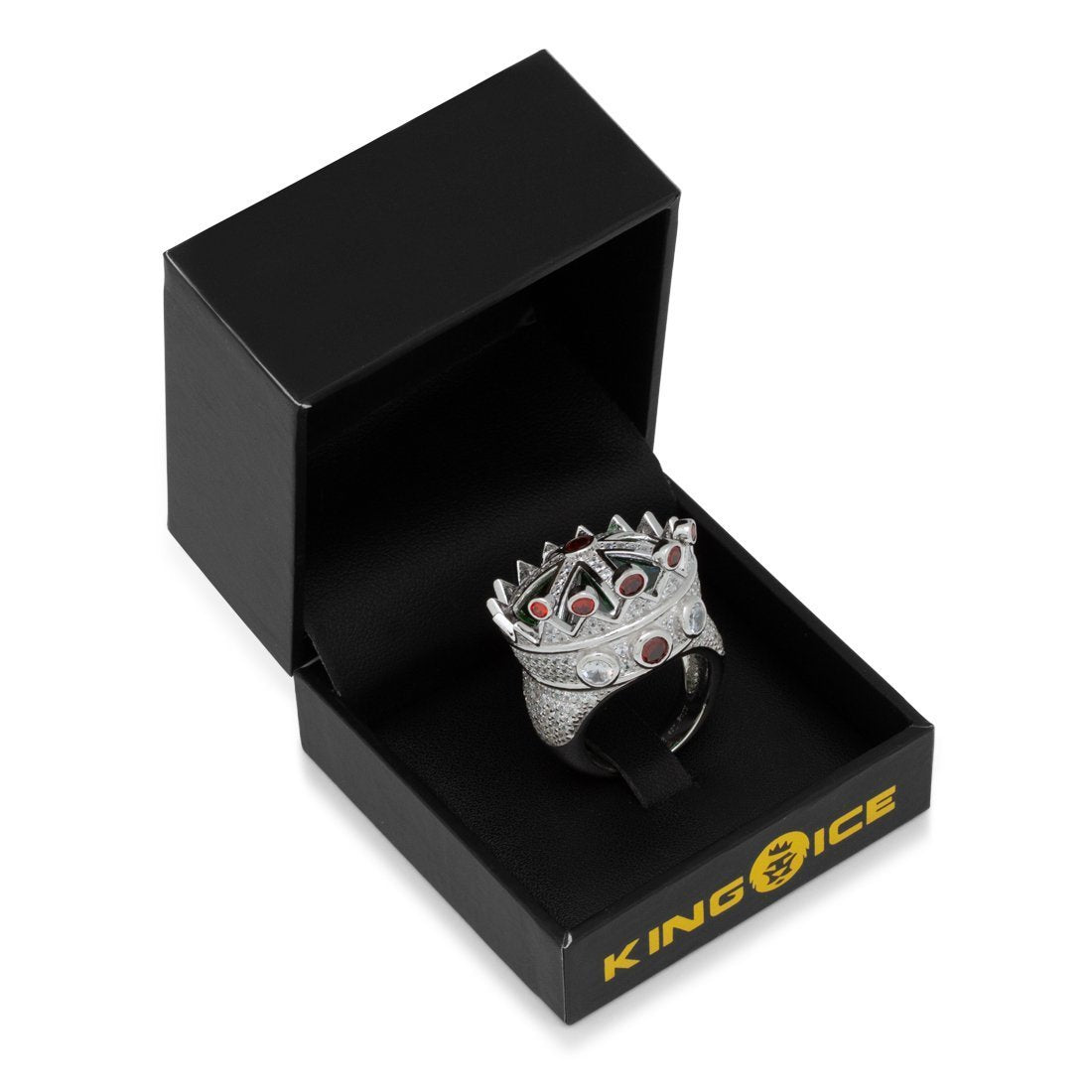 King Ice White Gold Plated Ice Crown Ring RGX10416