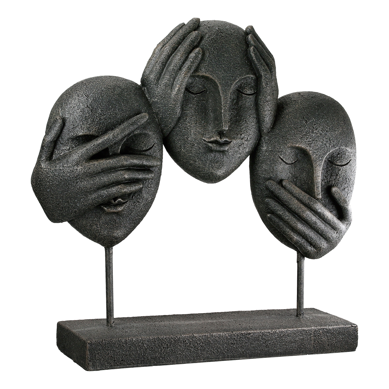 Three Face Sculpture Black 29,5 cm 21505