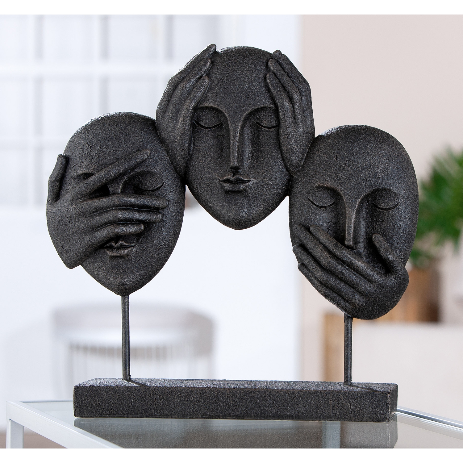 Three Face Sculpture Black 29,5 cm 21505