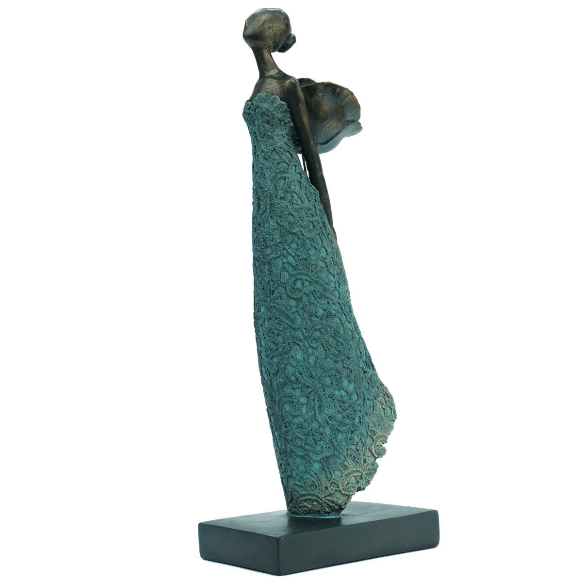 Girl Holding Flower Behind Sculpture 54 cm FLB491