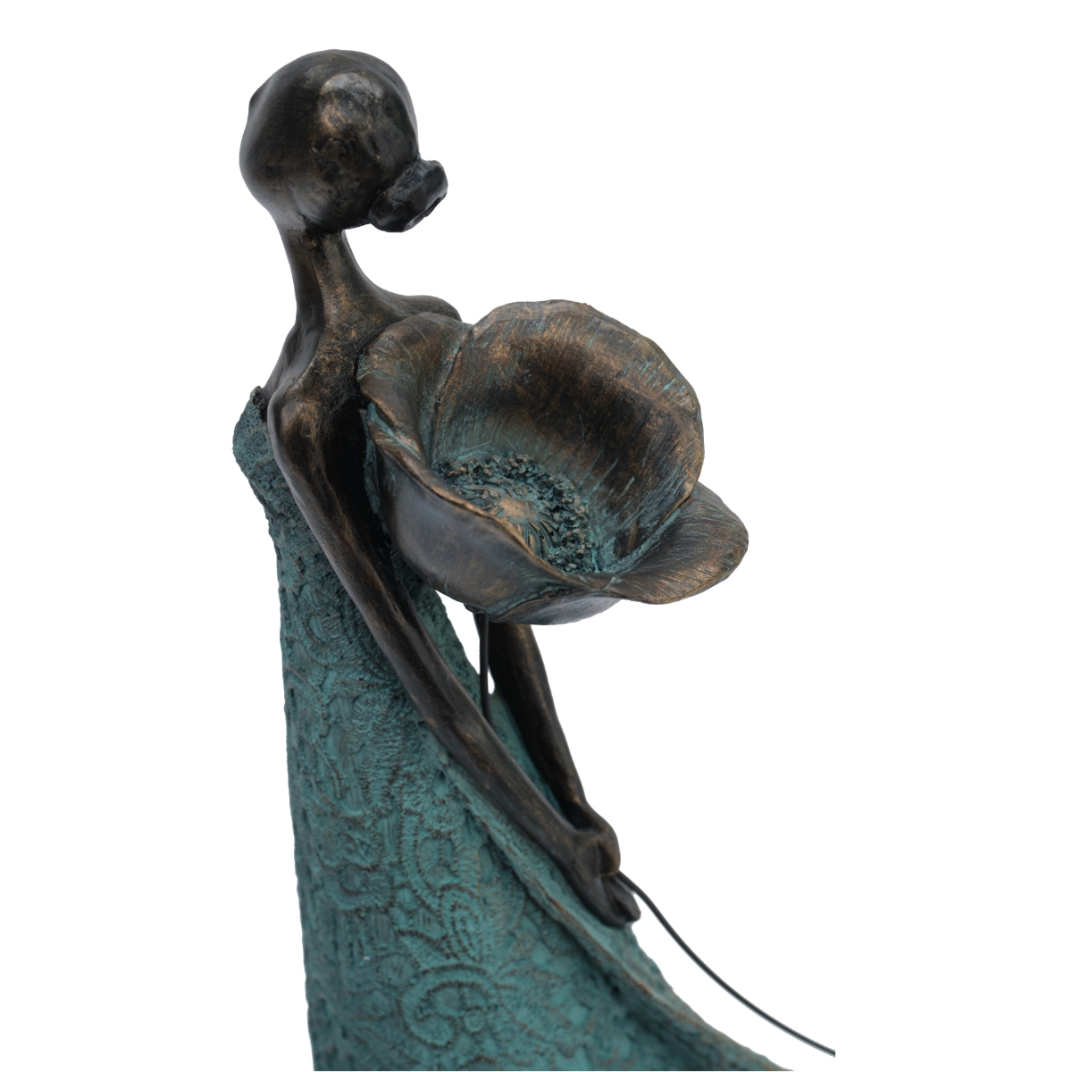 Girl Holding Flower Behind Sculpture 54 cm FLB491