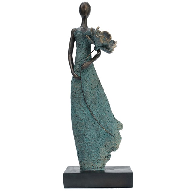 Girl Holding Flower in Front Sculpture 54 cm GFF490