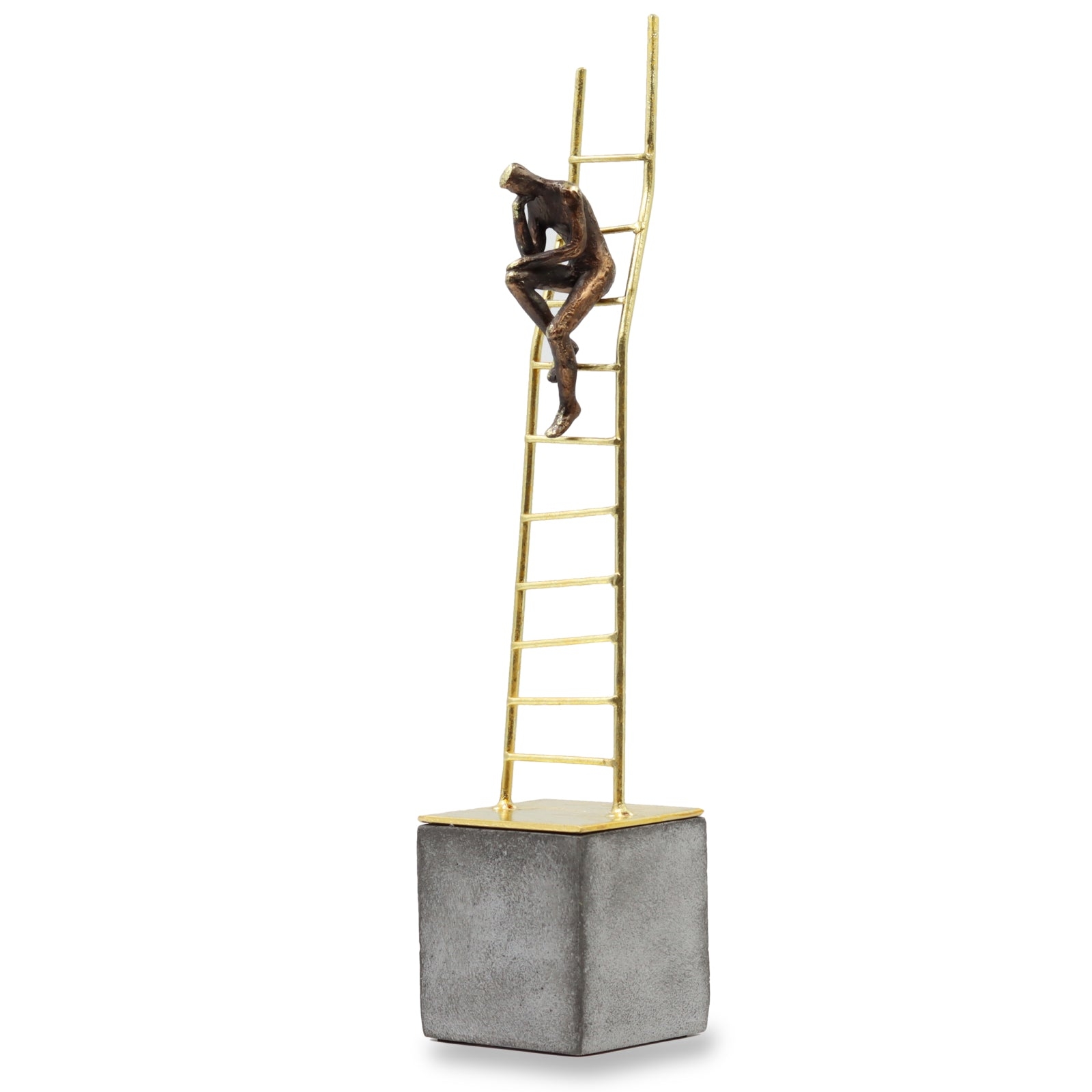 Thinking Man on Gold Ladder Sculpture 40,5 cm TMGL632