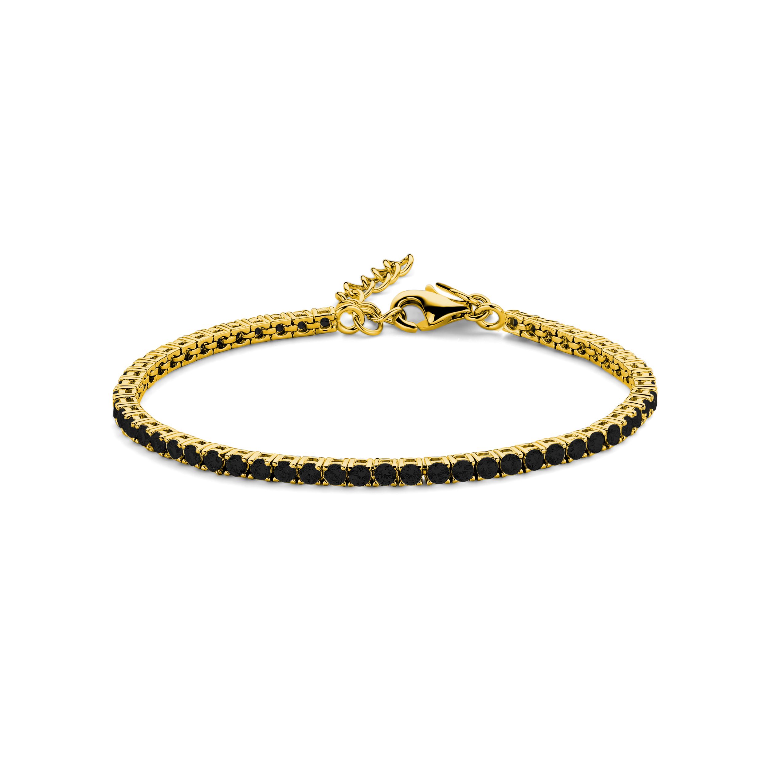 New Bling 14k Gold Plated Tennis Bracelet Gold/Black 9NB-1231