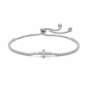 New Bling Sterling Silver Tennis Cross Bracelet 9NB-1562