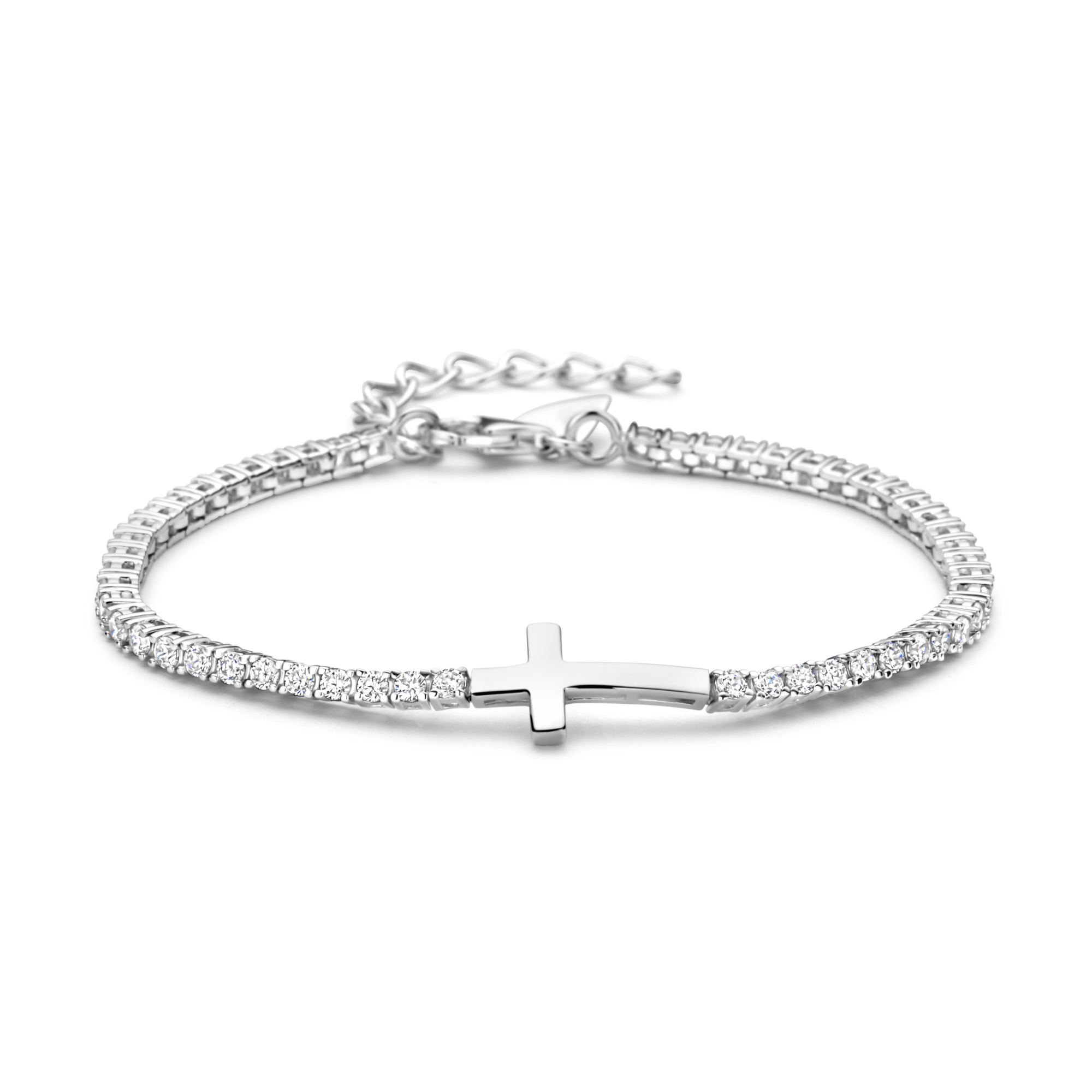 New Bling Sterling Silver Tennis Cross Bracelet 9NB-1583 R