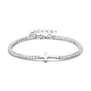 New Bling Sterling Silver Tennis Cross Bracelet 9NB-1583 R