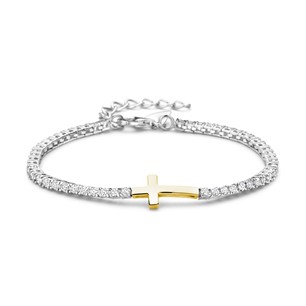 New Bling Sterling Silver Tennis Cross Bracelet 9NB-1583 Y