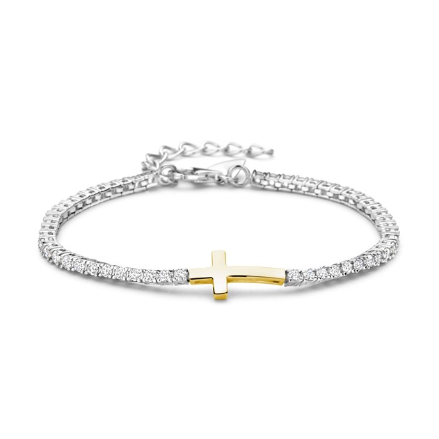 New Bling Sterling Silver Tennis Cross Bracelet 9NB-1583 Y