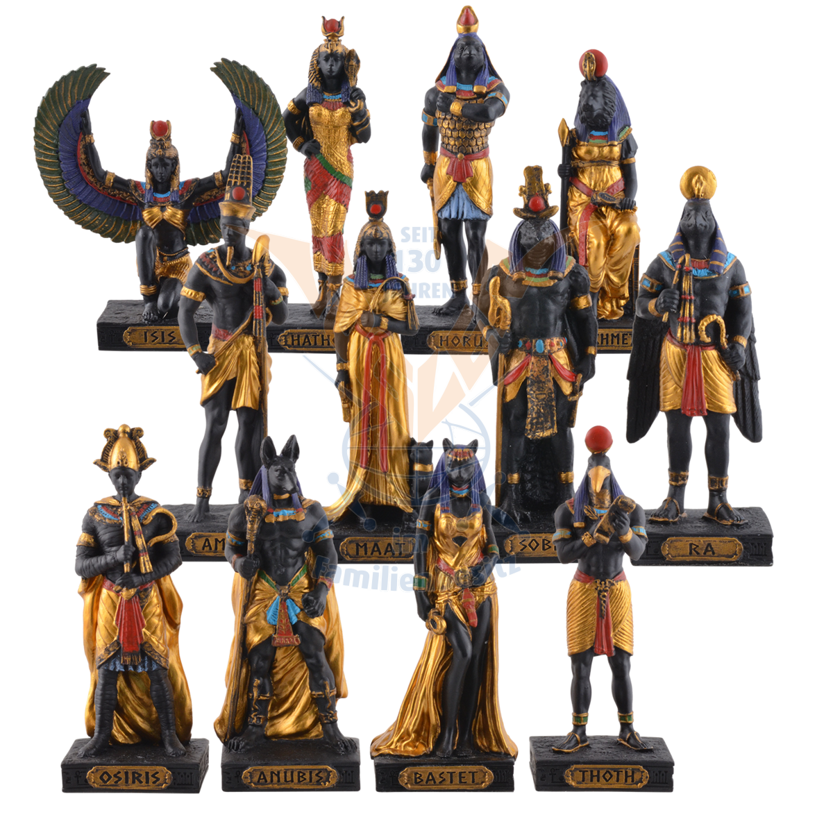 12 Egyptian Gods Miniatures + Pyramid 708-7474/77473