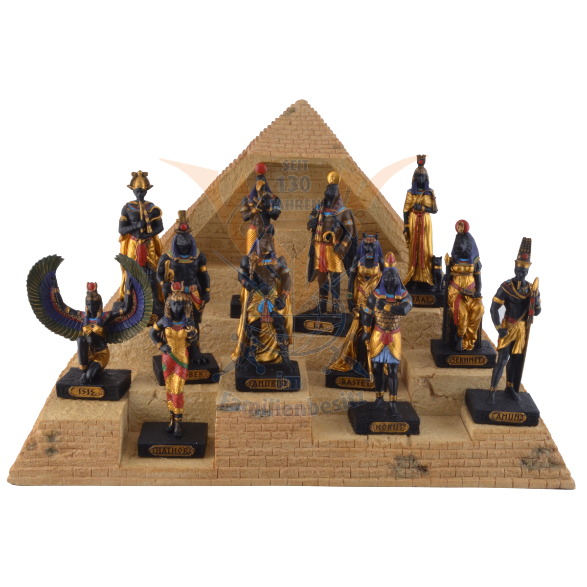 12 Egyptian Gods Miniatures + Pyramid 708-7474/77473