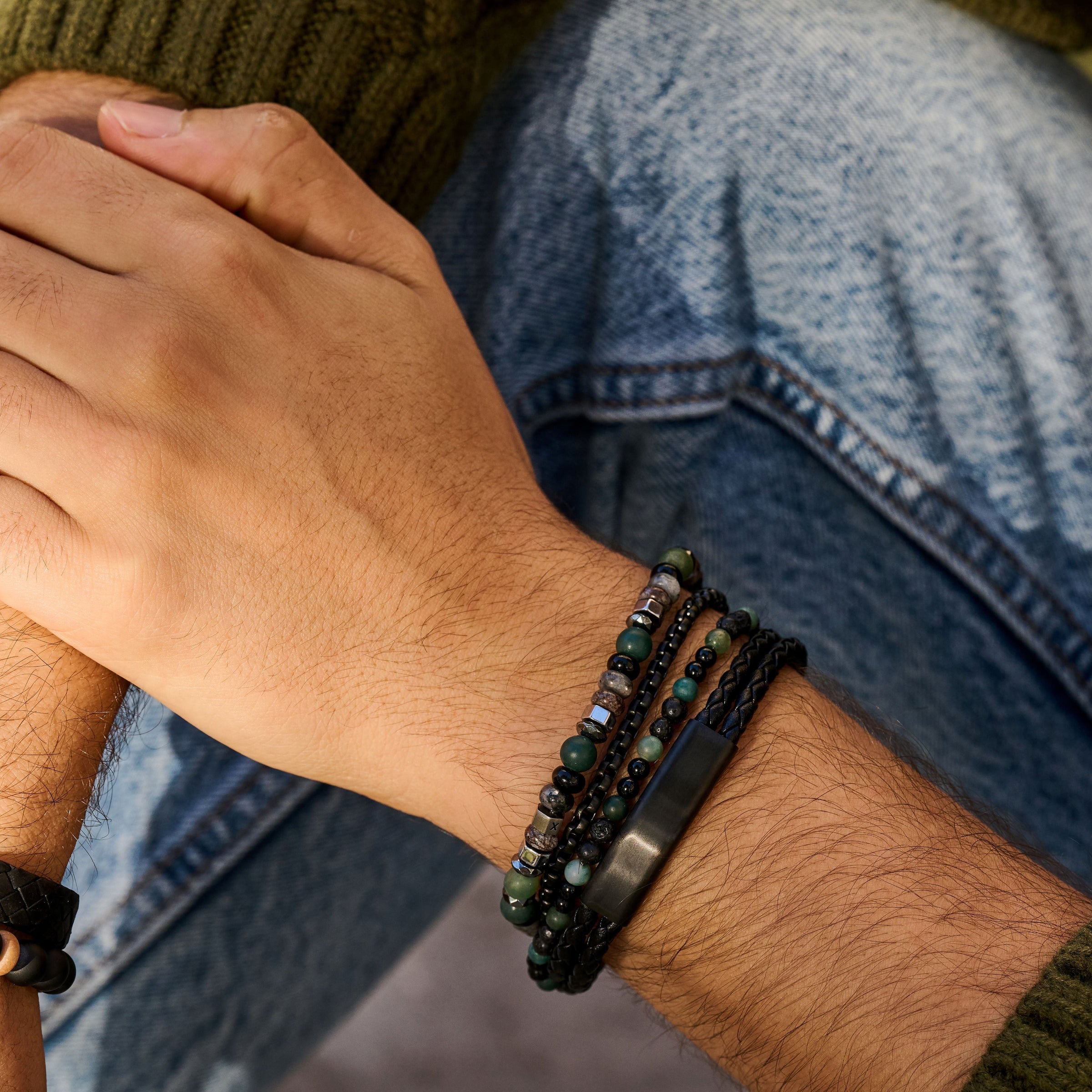 Frank 1967 Double Row Leather Bracelet Black 7FB-0284