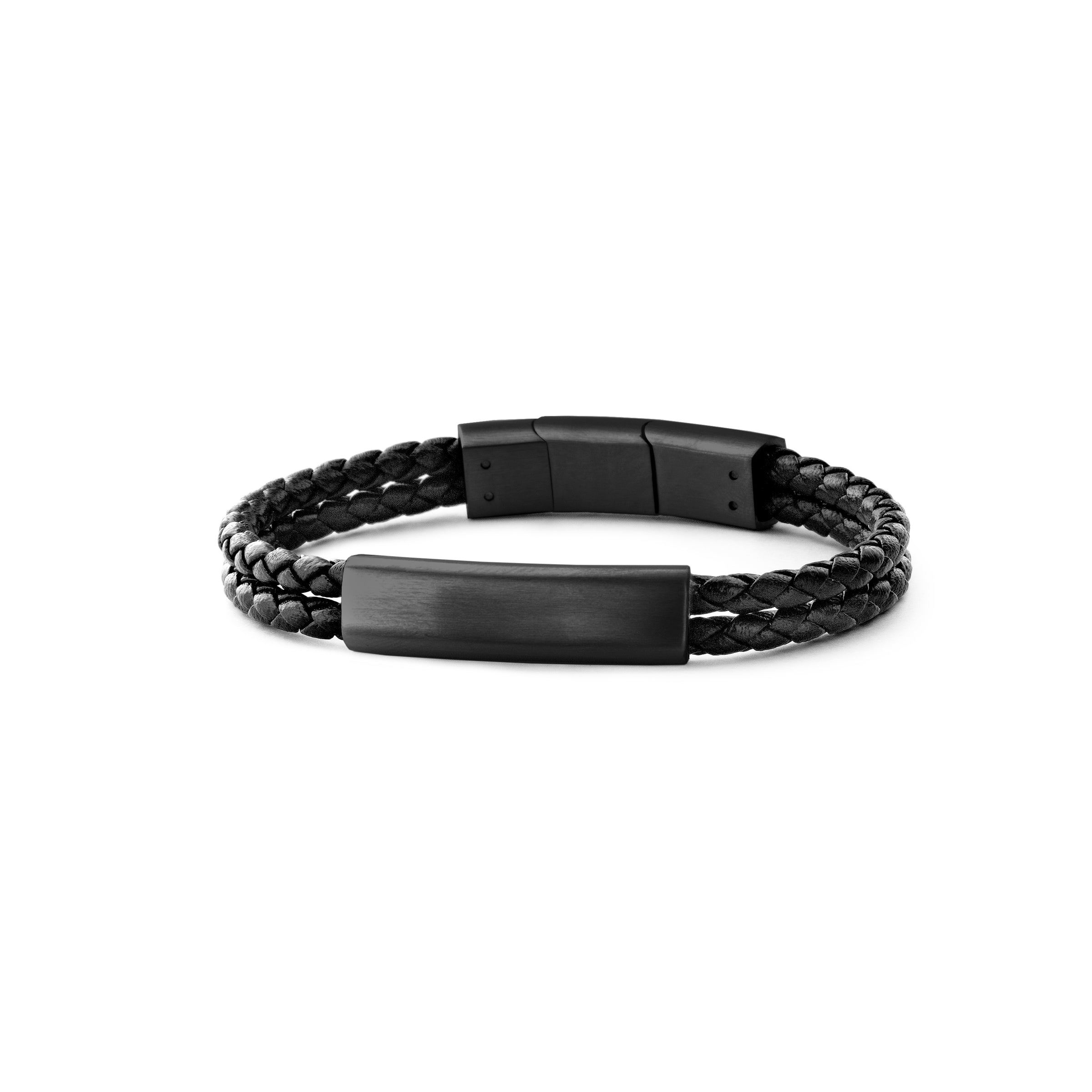Frank 1967 Double Row Leather Bracelet Black 7FB-0284