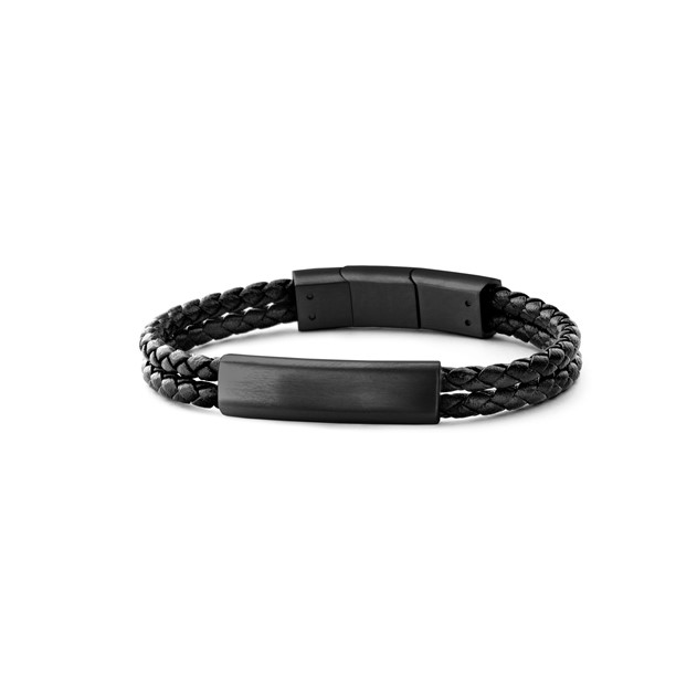 Frank 1967 Double Row Leather Bracelet Black 7FB-0284