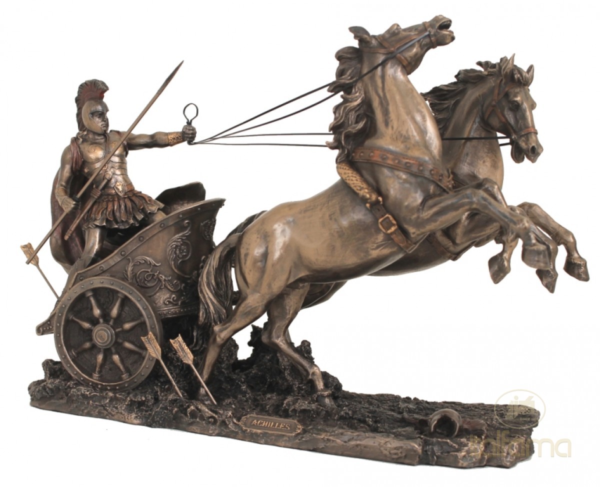 Achilles on Chariot Warrior Sculpture 36cm SR76714