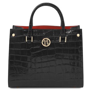 Tuscany Leather Croque Croc Print Leather Handbag TL142504