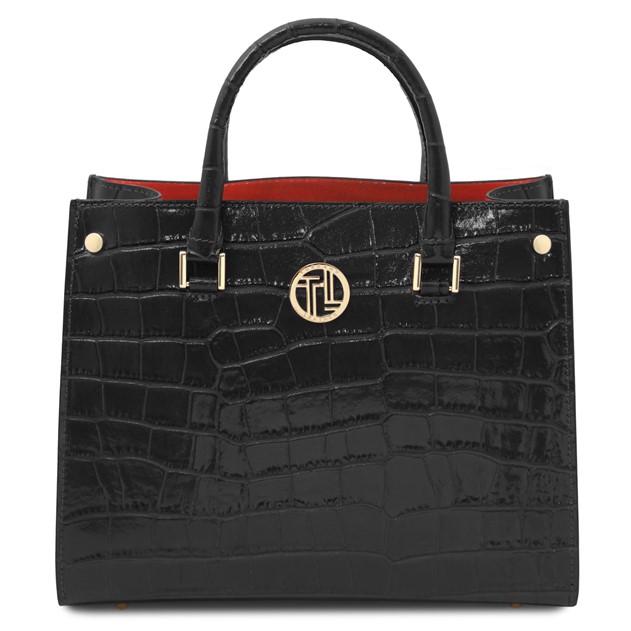 Tuscany Leather Croque Croc Print Leather Handbag TL142504