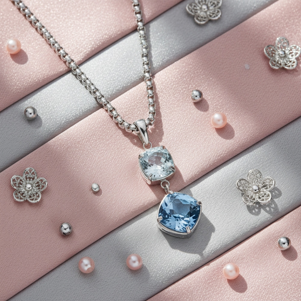 Spark Stainless Steel Princesse Necklace SN44702LAZAQ