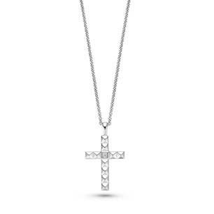 FJF Sterling Silver Pyramid Cross Necklace FJF0010058SWH