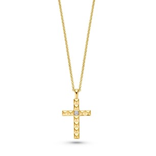 FJF 18k Gold Plated Pyramid Cross Necklace FJF0010058YWH