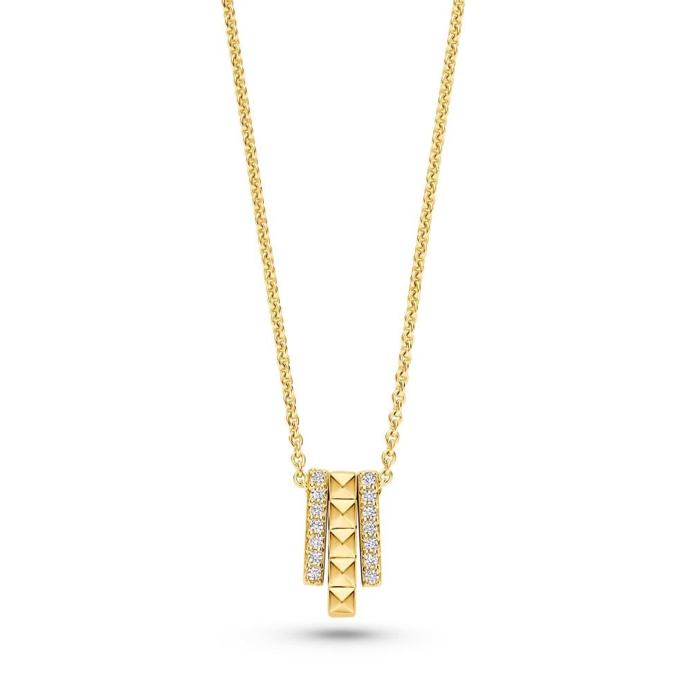 FJF 18k Gold Plated Pyramids Play Necklace FJF0010059YWH