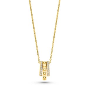 FJF 18k Gold Plated Pyramids Play Necklace FJF0010059YWH