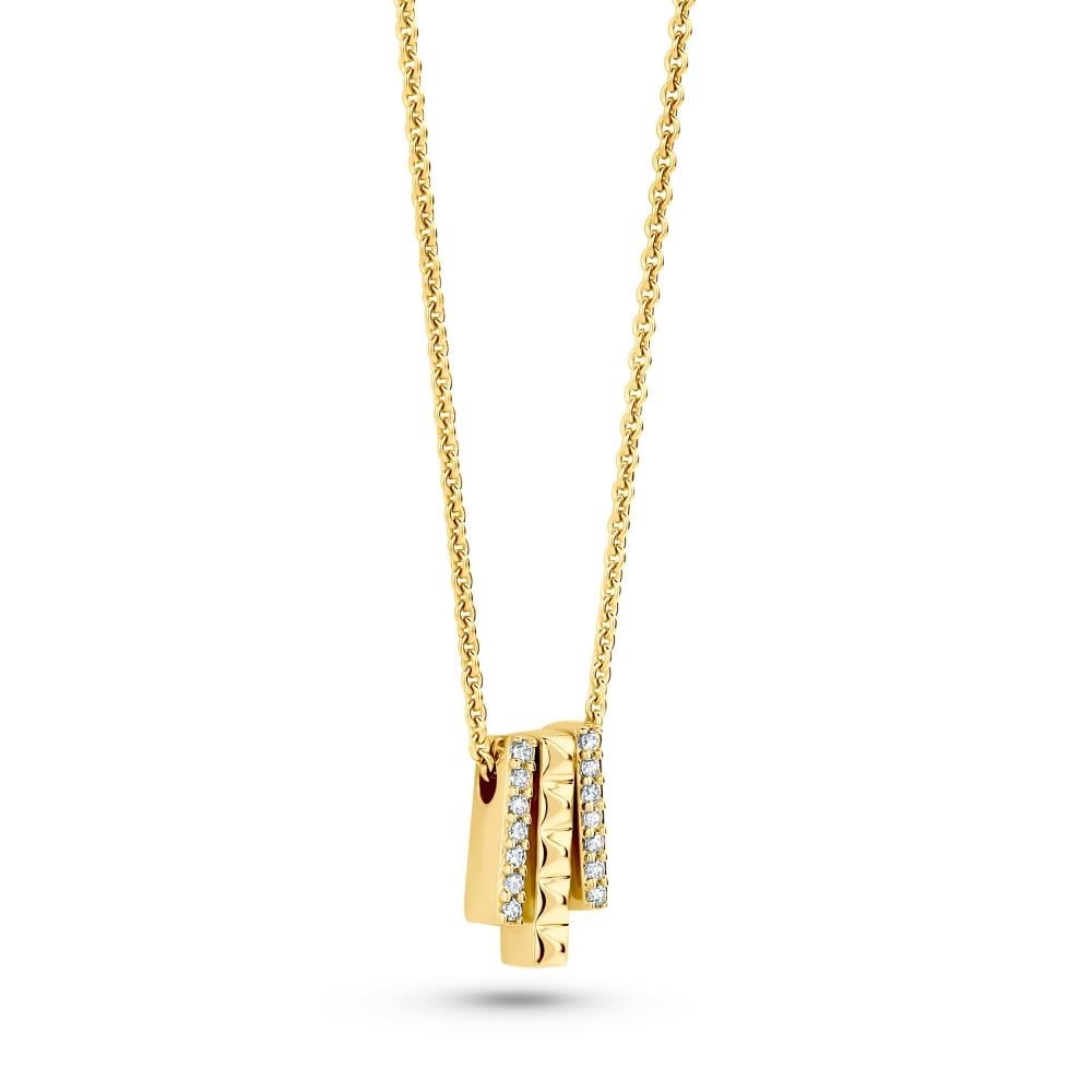 FJF 18k Gold Plated Pyramids Play Necklace FJF0010059YWH