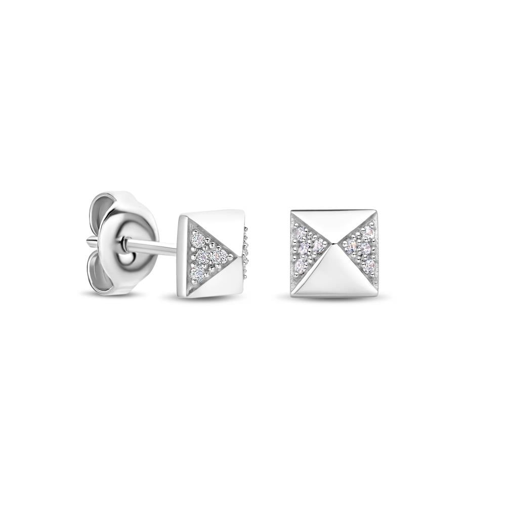 FJF Sterling Silver Grand Pyramids Earrings FJF0030068SWH