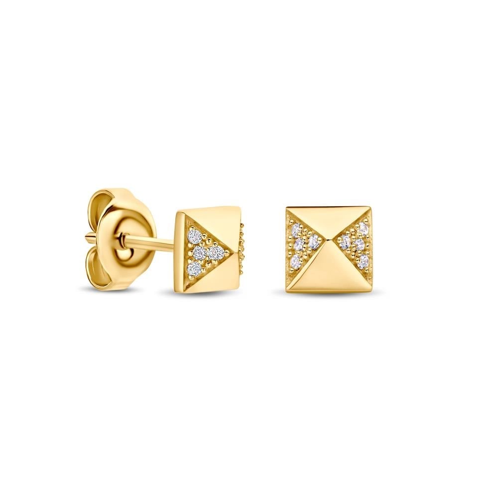 FJF Sterling 18k Gold Plated Grand Pyramids Earrings FJF0030068YWH