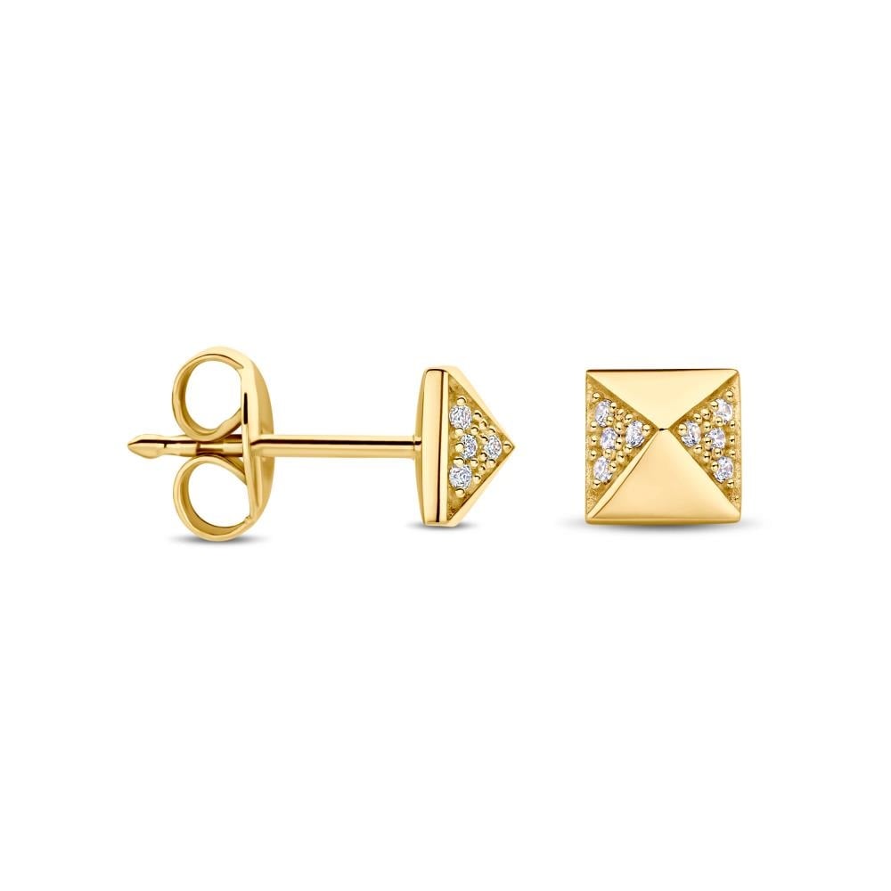 FJF Sterling 18k Gold Plated Grand Pyramids Earrings FJF0030068YWH