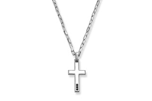 Borsari Sterling Silver Cross Necklace Black Diamonds CL-TOR01CR3N