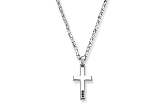 Borsari Sterling Silver Cross Necklace Black Diamonds CL-TOR01CR3N