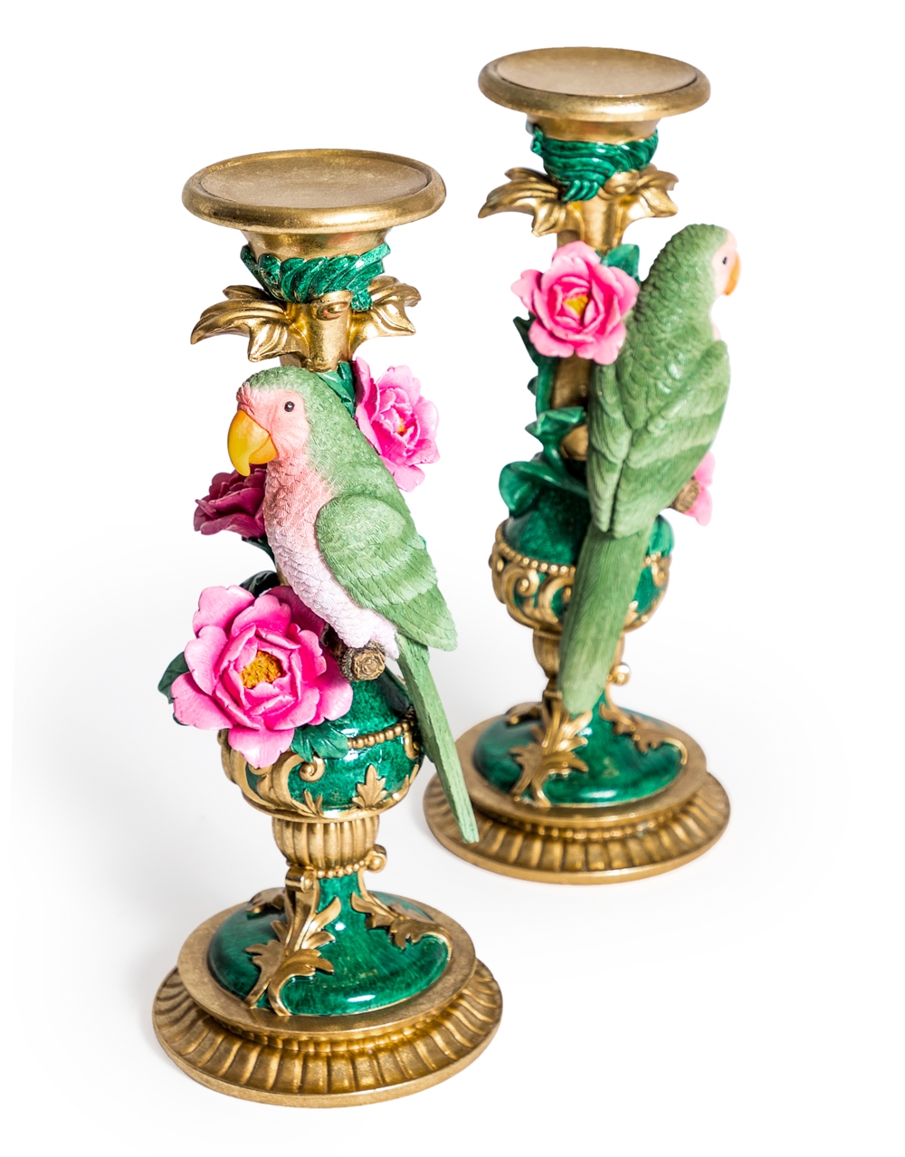 Ornate Parrot Candleholder Set CRT68