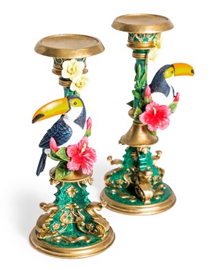 Ornate Toucan Candleholder Set CRT69
