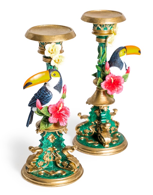 Ornate Toucan Candleholder Set CRT69