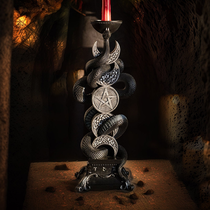 Triple Moon Black Serpent Candleholder 15640